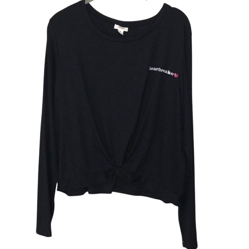Jenni Women's Twist-Front Cropped Pajama Top black XL